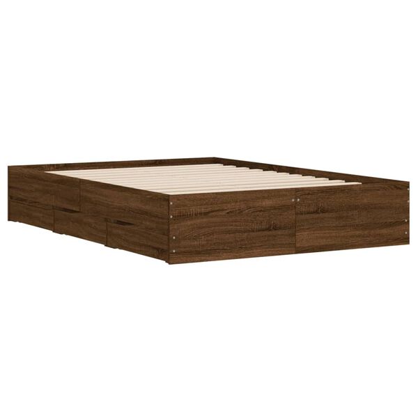 vidaXL Bed Frame with Drawers without Mattress Brown Oak 120x190 cm Small Double