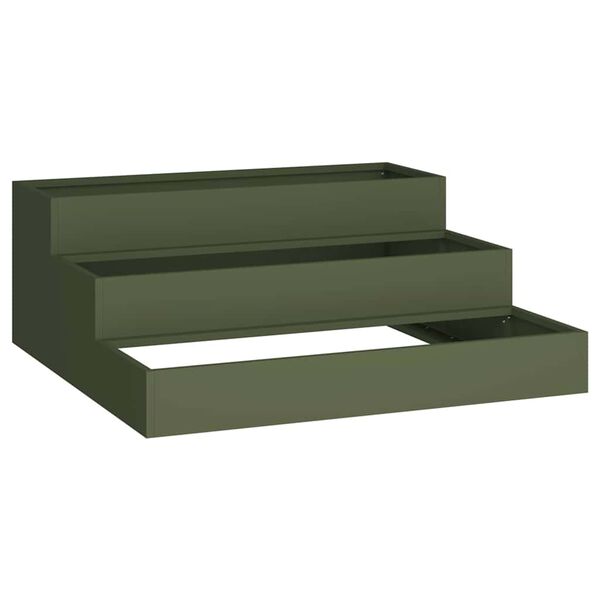 vidaXL Garden Planter Olive Green 90 x 90 x 35 cm Cold-rolled Steel
