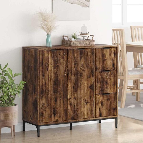 vidaXL Sideboard Smoked Oak 89.5 x 33 x 82 cm Engineered Wood