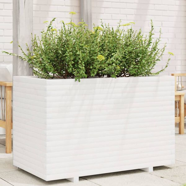 vidaXL Garden Planter White 110x60x72 cm Solid Wood Pine