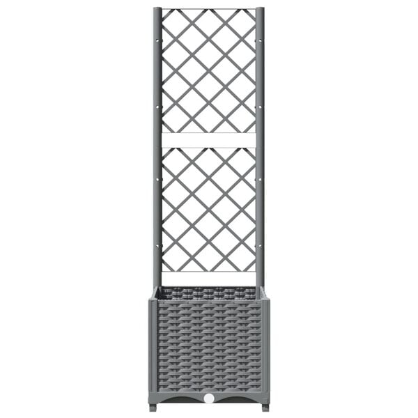 vidaXL Garden Planter with Trellis Light Grey 40x40x136 cm PP