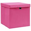 vidaXL Storage Boxes with Covers 10 pcs 28x28x28 cm Pink