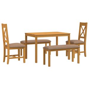 vidaXL Dining Set 5 pcs Grey Solid Oak Wood