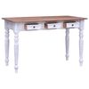 vidaXL Desk with Drawers White 117x57x75 cm Solid Mahogany Wood