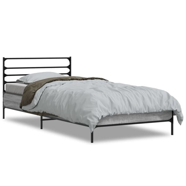 vidaXL Bed Frame without Mattress Grey Sonoma 90x200 cm