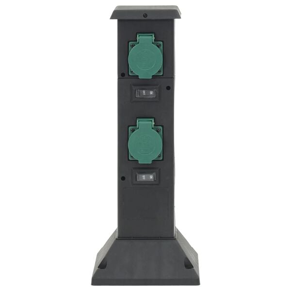 vidaXL Outdoor Socket Column 4-Way Black and Green 16x16x39.5 cm