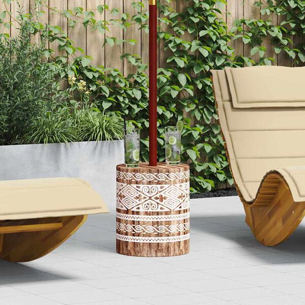 vidaXL Parasol Base White Washed &Oslash;34 x 40 cm Solid Wood