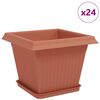 vidaXL Plant Pots 24 pcs Brick Red Plastic