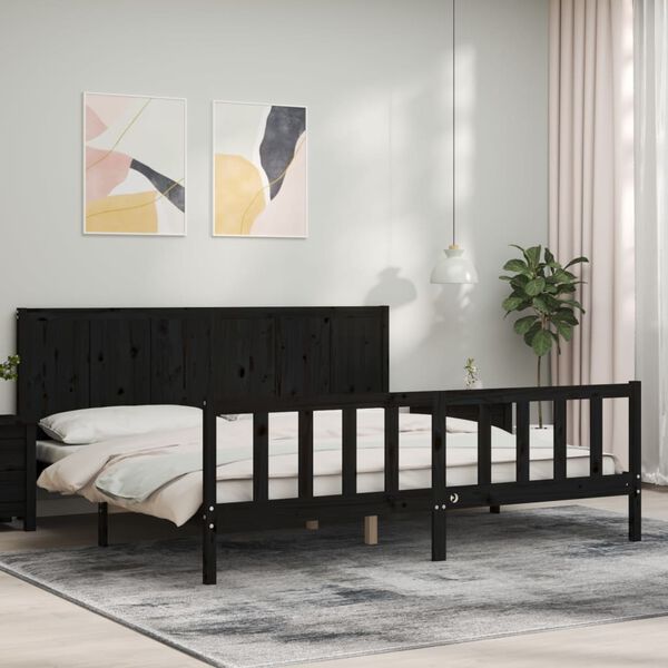 vidaXL Bed Frame without Mattress Black 200x200 cm Solid Wood Pine