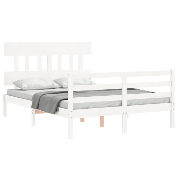 vidaXL Bed Frame without Mattress White Small Double Solid Wood