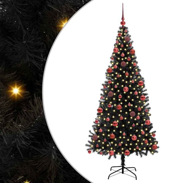 vidaXL Christmas Tree with 300 LEDs with Stand Black 180 cm PVC