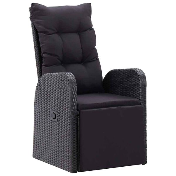 vidaXL Outdoor Dining Set with Cushion 11 pcs Black Poly rattan