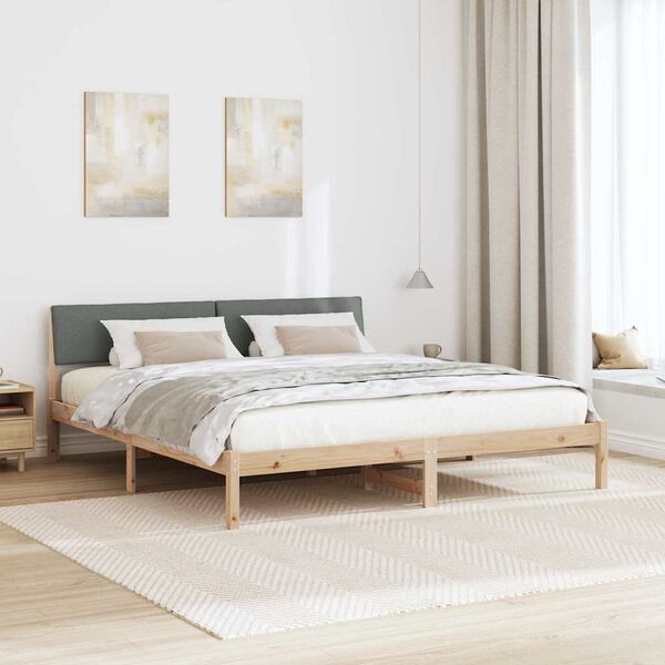 vidaXL Bed frame Brown and dark grey 200 x 200 cm Solid pine wood