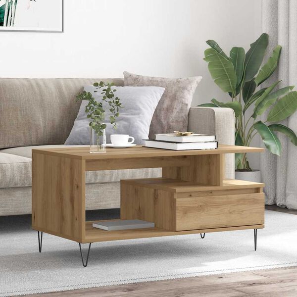 vidaXL Coffee Table Artisan Oak 90x49x45 cm Engineered Wood