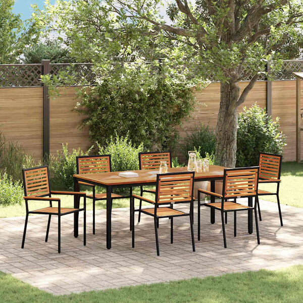 vidaXL Garden Dining Set 7 pcs Black Poly Rattan