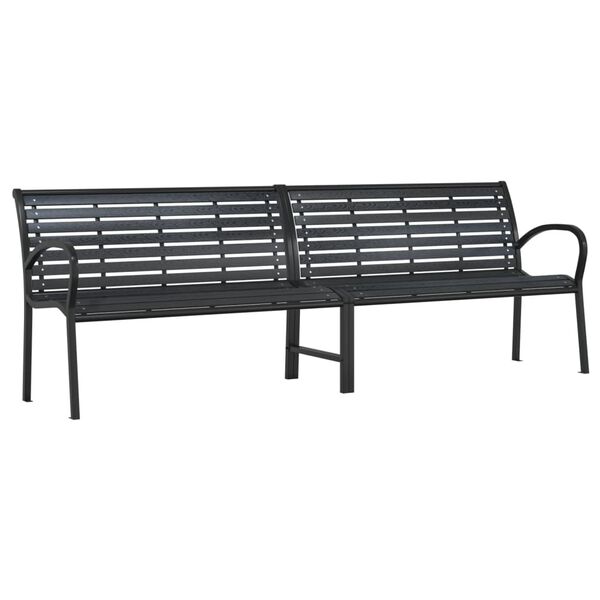 vidaXL Twin Garden Bench Black 231 cm Steel and WPC