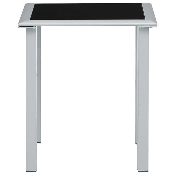 vidaXL Garden Table Black and Silver 41x41x45 cm Steel and Glass