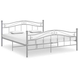 vidaXL Bed Frame without Mattress Grey Metal 180x200 cm Super King