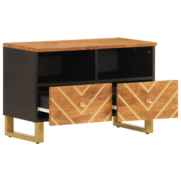 vidaXL TV Cabinet Brown and Black 70x33.5x46 cm Solid Wood Mango