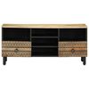 vidaXL TV Cabinet Black 100x33.5x46 cm Solid Rough Wood Mango