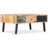 vidaXL Coffee Table | Brown, Black, Marbled | Reclaimed Teak, Steel | Medium