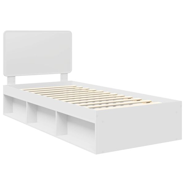 vidaXL Bed Frame with Headboard White 90 x 200 cm Solid Pine Wood