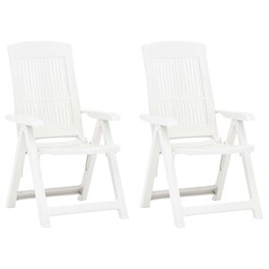 vidaXL Garden Reclining Chairs 2 pcs Plastic White