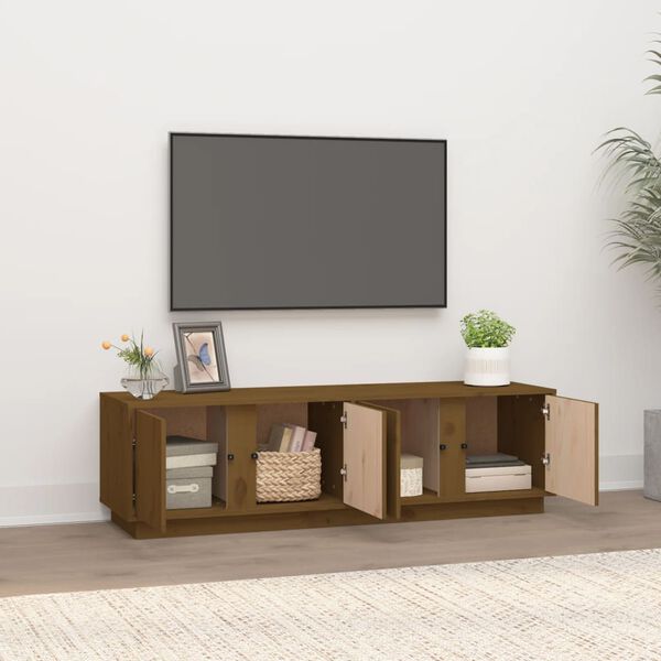 vidaXL TV Cabinet Honey Brown 140x40x40 cm Solid Wood Pine