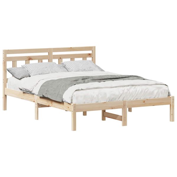 vidaXL Bed Frame Brown 140 x 190 cm Solid Pine Wood