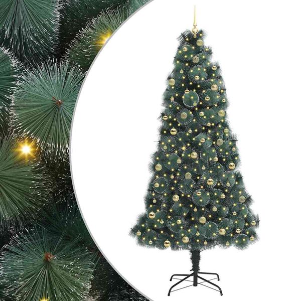 vidaXL Artificial Pre-lit Christmas Tree with Ball Set Green 240 cm