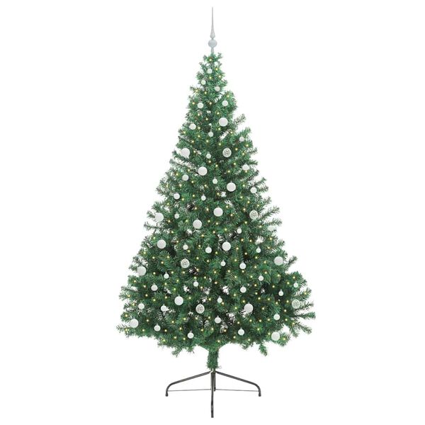 vidaXL Artificial Pre-lit Christmas Tree Green 240 cm PVC
