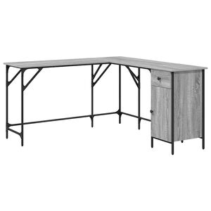vidaXL Desk Grey Sonoma 141x141x75 cm Engineered Wood