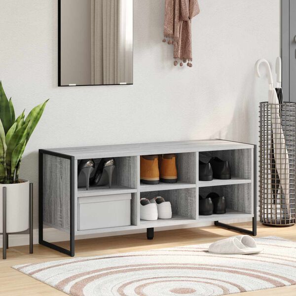 vidaXL Shoe Cabinet Grey Sonoma 100 x 35 x 44 cm Engineered Wood