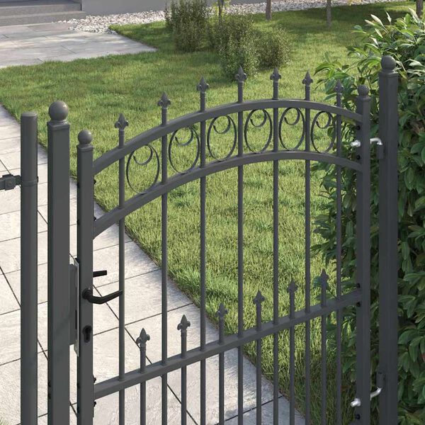 vidaXL Fence Gate with Spikes Grey 125 x 100 cm Powder-coated steel