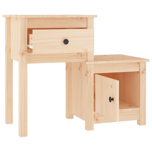vidaXL Bedside Cabinet 79.5x38x65.5 cm Solid Wood Pine