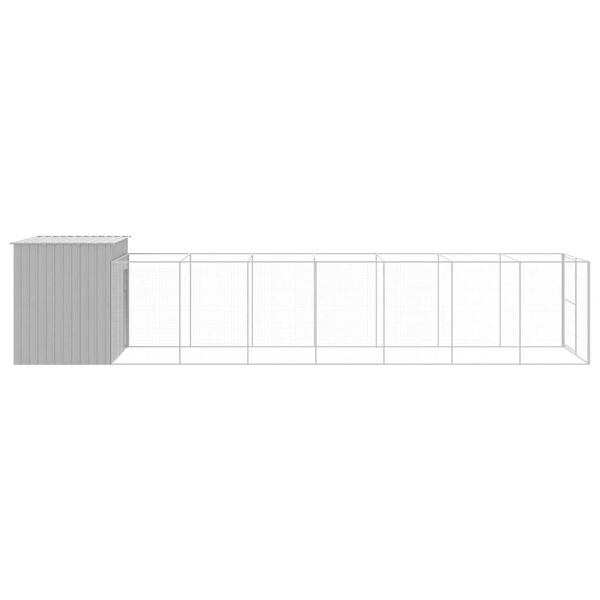 vidaXL Dog House with Run Light Grey 214x865x181 cm Galvanised Steel