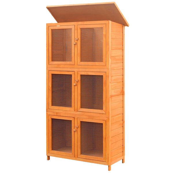 vidaXL Animal Rabbit Cage 6 Rooms Wood