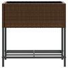 vidaXL Garden Planter with Shelf Brown Poly Rattan