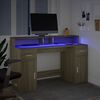 vidaXL Desk with LED Lights Sonoma Oak 140x55x91 cm Engineered Wood