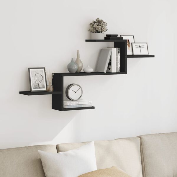vidaXL Wall Shelf Black 104x15x49 cm Engineered Wood
