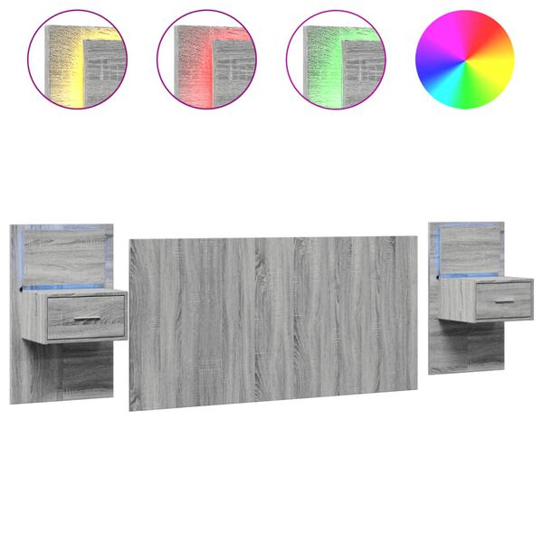 vidaXL Bed Headboard with Cabinets Grey Sonoma 160 cm Engineered Wood