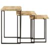 vidaXL Nesting Tables 3 pcs with Live Edge Solid Wood Mango