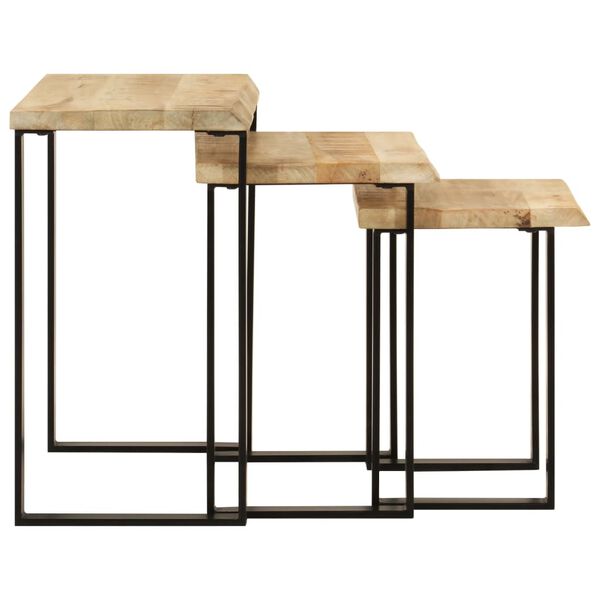 vidaXL Nesting Tables 3 pcs with Live Edge Solid Wood Mango