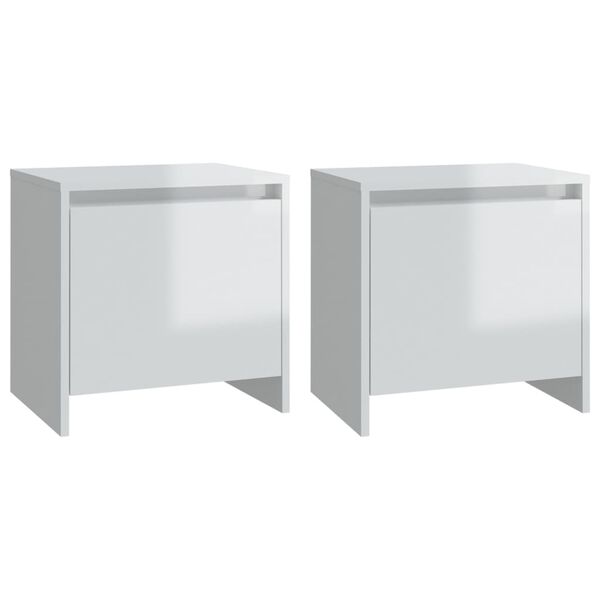 vidaXL Bedside Cabinets 2 pcs High Gloss White 45x34x44.5 cm Engineered Wood