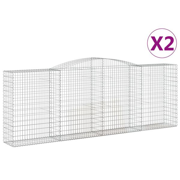 vidaXL Arched Gabion Baskets 2 pcs 400x50x140/160 cm Galvanised Iron