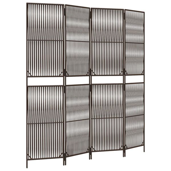 vidaXL Room Divider 4 Panels Brown Poly Rattan