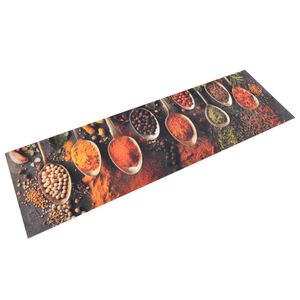 vidaXL Kitchen Rug Washable Spoon & Spices 45x150 cm Velvet