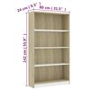 vidaXL 4-Tier Book Cabinet White and Sonoma Oak 80x24x142 cm Engineered Wood