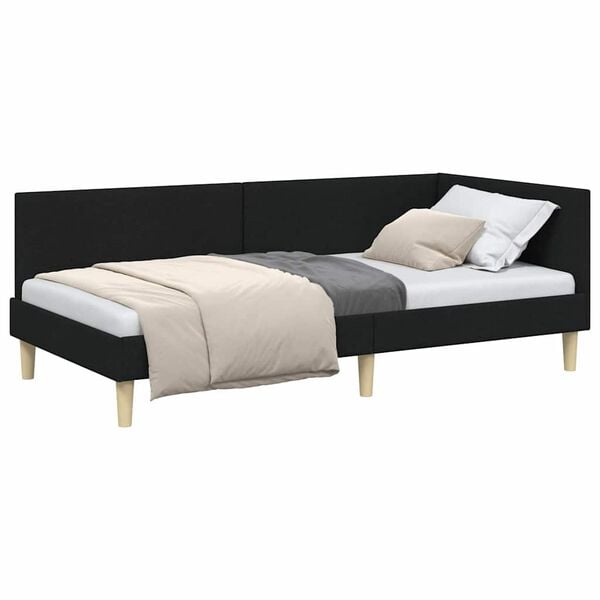 vidaXL Corner Bed Frame with Headboard Black 90 cm x 190 cm Velvet