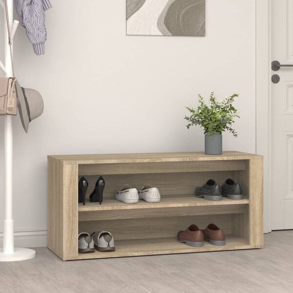vidaXL Shoe Rack Sonoma Oak 100x35x45 cm Engineered Wood